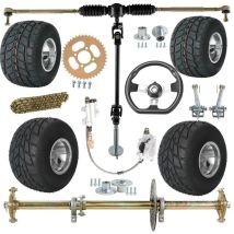Komplettes 810-mm-Gokart-Hinterachsen-Set + 2 vorne und hinten 11 x 7,10–5 10,2 x 5,3–5 Reifen + Radnabe für DIY ATV Quad Golfwagen