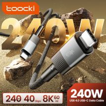 Cavo Toocki PD 240W da tipo C a USB C cavo di ricarica Super veloce USB4.0 per iPhone 15 Pro Samsung Xiaomi Huawei 8K @ 60Hz cavo dati