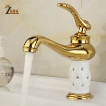 ZGRK Waschtischarmaturen Diamant Gold Badezimmer Wasserhahn Einhand-Mischbatterie Warm- und