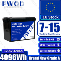 PWOD Mini 12V 320AH Lifepo4 Batteria incorporata BMS Grado A Batterie al litio ferro fosfato per campeggio Barca solare Golf EV RV