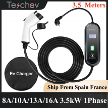 Teschev 220V 230V Veicoli elettrici portatili Caricatore EV Tipo 2 16A 3.5kW Cavo di ricarica per auto SAE J1772 Tipo 1 Wallbox