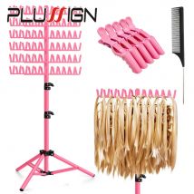 Flechthaarstativ mit Clips und Kamm, 144-Klammern, Flechthaarregal mit schwarzem, abnehmbarem Tablett für die Platzierung von Haarverlängerungswerkzeugen
