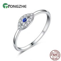 TONGZHE Charm-Ring aus 925er-Sterlingsilber, Paarringe, blaues Weißgold, Glücksbringer, Hochzeit, böser Blick, Ringe für Frauen, feiner Schmuck