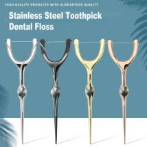 Austauschbare Zahnseide Edelstahl Y Form Zahnseide Halter Wiederverwendbare Zahnstocher Tragbare Hilo Zahnseide Dental Zähne Sticks