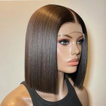 Tragen Und Gehen Gerade Bob Glueless Perücke Für Frauen 250Density 13x6 HD Transparent Spitze Frontal Perücken 4x4 Spitze Verschluss Perücke Echthaar