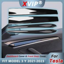 XVIP Für Tesla Modell 3Y 21-23 Segmentierte Armlehne Front Tür Abdeckung Trim Glänzend Schwarz Matt Schwarz Carbon Faser wasserdicht