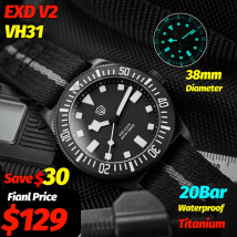 Watchdives EXD Titanium Dive Watch VH31 Sweep Second Quartz Watches Sapphire Crystal Mirror Luminous 200M Waterproof Man Watch