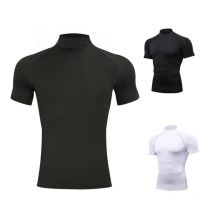 1 stücke Männer T-Shirts Lauf Shirt Jungen Basketball Shirts männer Jersey Sportswear Herren Jogging Quick Dry Mock Neck Fitness tops