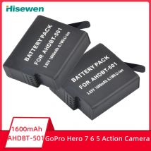 Batteria AHDBT-501 da 1600 mAh AHDBT 501 Bateria per GoPro Hero 7 6 5 Cam sportiva nera per Go Pro Hero7 Accessorio per action camera