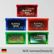 GBA Game Cartridge 32-Bit-Videospielkonsolenkarte Pokemon Smaragd – Feuerrote Rubin – deutsche Sprache, glänzendes Etikett für GBA NDS