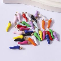 10pcs 5x19mm Cute Candy Colors Resin Food Pepper Chili Charms Pendants for Jewelry Making Drop Earrings Necklaces DIY Craft Gift