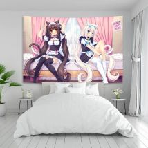 Anime Nekoparas Arazzo da parete Sfondo Kawaii Decorazione da parete in tessuto Psichedelico Dormitorio per ragazze Banner per camera rosa