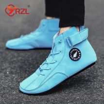 YRZL Herrenschuhe, hoch oben, leicht, rutschfest, für Herren, lässige Wanderschuhe, weiche Sohlen, bequeme, atmungsaktive Loafer-Schuhe für Herren
