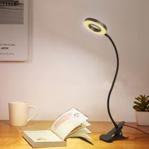 48 LED USB Buchlicht Clip Schreibtischlampe Leseleuchte mit 3 Farbmodus 10 Helligkeitsdimmer 360 °   Flexible Nachtlampe mit Schwanenhalsbett