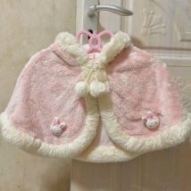 Y2k Ästhetische Lolita Kurzen Schal Mantel Frauen Harajuku Herbst Winter Plüsch Bogen Bunny Ohr Mit Kapuze Mantel Süße Kawaii Grunge JK Capes