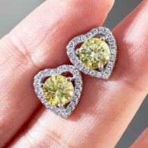 JoyceJelly 1ct D Farbe VVS Moissanit Diamant Ohrringe Für Frauen Herzförmige Ohr Studs S925 Sterling Silber Schmuck Täglichen Geschenke