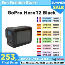 Cámara de Acción GoPro Hero12, videocámara deportiva con casco, color negro, hypersmoot6.0, 5,3 k60