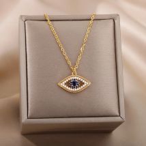 Stainless Steel Evil Eyes Pendant Necklace For Womens Jewelry Clavicle Chains Necklaces Gifts Party Dropshipping