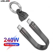 USLION Kurzes USB4-Datenkabel, tragbarer Schlüsselanhänger, Telefon, Lanvard-Ladeset, 40 Gbit/s, USB-C auf Typ-C-Kabel, PD 240 W Schlüsselanhänger-Kabel