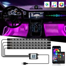 Neon 36 48 72 LED Samochodowa Lampka Ambientowa do Wnętrza, Bezprzewodowy Pilot, Sterowanie Muzyką przez Aplikację, Automatyczna RGB, Dekoracyjna Lampka Atmosferyczna