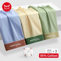 MiiOW 3pcs Threaded Knitting Cotton Men Underwear Boxers Soft Breathable Men's Panties Antibacterial Boxershorts Male Underpants