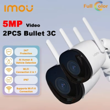 IMOU Bullet 3C 5MP 2PCS WIFI Rilevamento veicoli IP67 Visione notturna Telecamera IP Protezione di sicurezza esterna Telecamere intelligenti