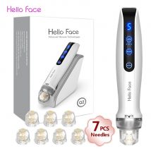Hello Face Microneedling Pen Q2 Bio Pen con 7 pezzi di ago in titanio Derma Pen professionale EMS Dispositivo per terapia della luce rossa e blu