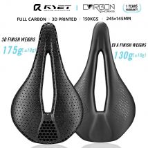 RYET 3D-gedruckter Carbon-Sattel, EVA-Polsterung, ultraleicht, für Triathlon, Rennrad, MTB, Kies, Fahrrad, Rennsitz, 145 x 130 mm