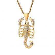 Punk Style Stainless Steel Full Zirconia Large Scorpion Pendant Necklace For Men Women Trendy Jewelry Gift