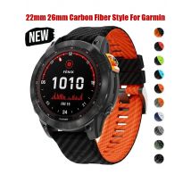 22 mm 26 mm Carbonfaser-Stil Silikon-Sportarmband für Garmin Fenix 8/5/6X/7x/Tactix7pro Quick Fit Watch Loop Strap Ersatz