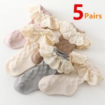 5 paare/los Frühling Herbst Baby Mädchen Socken Neugeborene Kinder süße Socken Kleinkind Baumwolle Spitze Blume kurze Rohr Socke für 0-5 Jahre