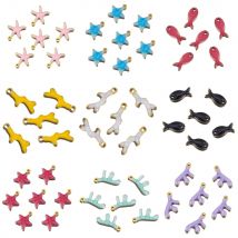 10 pezzi nuovo acciaio inossidabile colorato corallo marino stella marina pesce alghe ciondolo collana orecchino pendente base per creazione di gioielli fai da te
