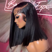 Parrucche Bob a densità 220% Parrucche anteriori in pizzo dritto per capelli umani al 100% 13x4 Bob Parrucche anteriori in pizzo pre-pizzicate per capelli brasiliani di Remy 16 pollici