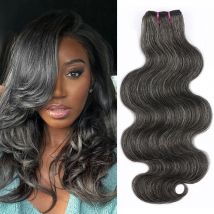Idoli Hair Salt and Pepper Human Hair Bundles Body Wave Natural Gray-White Human Hair Bundles 100% Unprocessed Virgin Human Hair