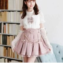 Neue Japanische Rojita Nette Liz Sommer Liebe Gürtel Falten Rock Frauen Süße Spitze Nähte Hohe Taille A-Line Kurze Röcke Für mädchen