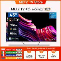 METZ QLED+ 4K UHD 43-inch Smart TV with Google TV and Anti-Glare Matte Screen Dolby Vision Dolby Atmos HDR Wi-Fi 2024 43MQE7600Z