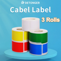 Kabeletikettenaufkleber für DETONGER Thermodrucker, 3 Rollen Barcode-Kommunikationskabel, selbstklebendes Etikett