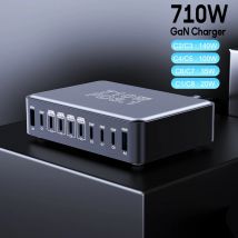 Caricatore GaN 710W USB C Desktop veloce Caricatore USB tipo C PD3.1 a 10 porte Ricarica rapida per iPhone 16 15 14 Samsung S24 Xiaomi Laptop