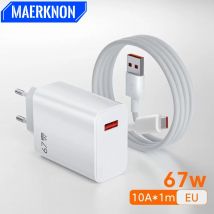 Ładowarka USB GaN 67W Szybkie Ładowanie Wtyczka EU/US Adapter Zasilania do Telefonu iPhone Samsung Xiaomi Huawei Kabel Quick Charge 10A Typ C