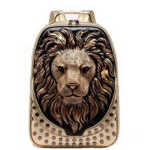 3D Embossed Lion Head Studded Rivet Gothic Men Backpack Women Leather Soft Travel punk rock Backpack Laptop wholsale link