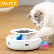 Rojeco 2 in 1 Smart Katzen spielzeug automatische Feder Spaß Ball Spielzeug Set für Katzen hund 5 Modi elektronische interaktive Haustier Spielzeug Zubehör