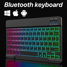 Español Teclado y ratón inalámbricos retroiluminados para iOS, Android, Windows, Bluetooth, teléfono móvil, Ipad, dispositivos de 10 pulgadas