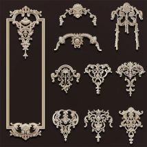 Rubber Wood Applique for Furniture Flower Decoration Wood Carving Onlays  Luxury Living Room Decoration Decal Floral Home Decor