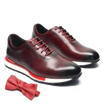 Luxuriöse Herren-Sneaker aus echtem Rindsleder in Schwarz, Grün, Burgunderrot, Schnürschuhe, lässige Oxford-Kleiderschuhe, Herrengröße 38 bis 46