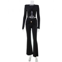 Casual Sheath Women Suit Fashion Sexy Streetwear Full Sleeves 2 Pieces (Tops+Long Pants) Matching Sets Female Tracksuit Slim Fit