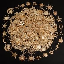 Light Gold Color Random Mix 10/20/30/50pcs Sun Moon Star Charms For Jewelry Making Materials To Make Bracelets Handmade Pendant