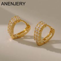 ANENJERY 18K vergoldeter Liebesherz-Ohrring für Frauen, französischer Chic, einfache Liebe, kleine Ohrschnalle, Huggies, Party-Schmuck