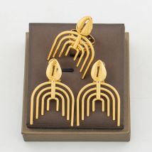 Mode Frauen Ohrringe und Ring Schmuck Set für Hochzeiten aushöhlen Design Ohrringe Cocktail Ring 2 Stück Set für Verlobung geschenke