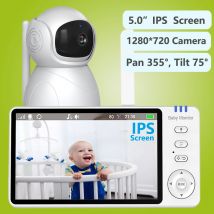 5" 720P HD IPS Ekran wideo Niania elektroniczna Pan Tilt 4X Zoom Kamera Niania 2 Way Audio Night Vision 3500mAh Bateria Lullaby VOX