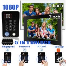 Odcisk palca 5w1 odblokuj Wifi dzwonek wideodomofon dla domu domofon Tuya Smart 1080P Monitor dotykowy bezpieczeństwo chroń